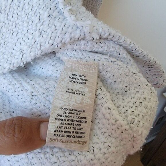 SOFT SURROUNDINGS Cowl Neck Sweater Light Gray Button Detail Size XS - Picture 10 of 11